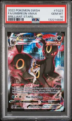 2022 POKEMON SWORD & SHIELD BRILLIANT STARS #TG23 FULL ART/UMBREON VMAX PSA 10 - Image 1