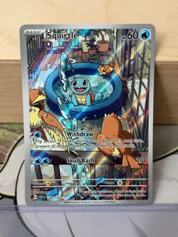MINT – NM ~ Squirtle Illustration Rare Surging Sparks 148/142 Pokemon TCG Card - Image 1