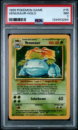 1999 Pokemon Game Venusaur-Holo #15 NM PSA 7 - Image 1