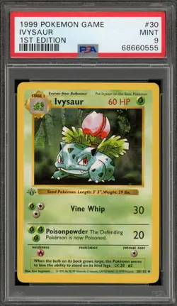 Pokemon Ivysaur Base Set Shadowless 1st Edition #30 PSA 9 Mint - Image 1