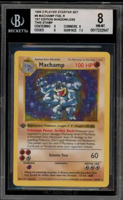 Pokemon Machamp Base Set Shadowless 1st Edition Holo Rare #8 BGS 8 - Image 1