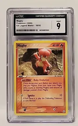CGC 9 Magby #58/92 Pokemon 2006 Ex Legend Maker Graded CGC MINT 9 - Image 2