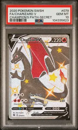2020 POKEMON CHAMPION'S PATH #079/073 CHARIZARD V SECRET RARE PSA 10 - Image 1