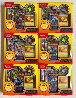 Pokemon TCG 2026 Pokemon Day Box Pikachu Promo Coin 3 Packs Lot of 6 - Image 1