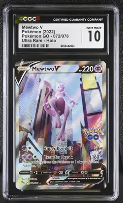 Mewtwo V 072/078 Ultra Rare Holo Pokemon Go Pokemon CGC 10 Gem Mint *033 - Image 1
