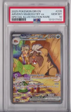 2025 POKEMON DESTINED RIVALS ILLUSTRATION RARE #235 ARVEN'S MABOSSTIFF EX PSA 10 - Image 1