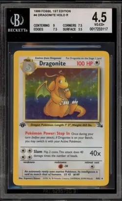 Pokemon Dragonite Fossil 1st Edition Holo Rare #4 BGS 4.5 - Image 1