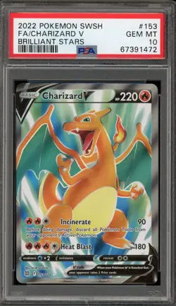 Pokemon Charizard V Brilliant Stars Full Art #153 PSA 10 Gem Mint - Image 1