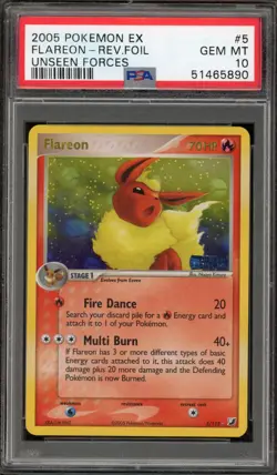 Pokemon Flareon EX Unseen Forces Reverse Holo Rare #5 PSA 10 Gem Mint - Image 1