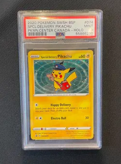 2020 Pokemon SWSH BSP Special Delivery Pikachu Pokemon Center Canada PSA 9 - Image 1