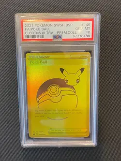 2021 Pokemon SWSH BSP FA Pokeball Celebrations Ultra Premium Collection PSA 10 - Image 1