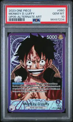 One Piece English Monkey D Luffy Alt Art Leader OP05-060 PSA 10 Gem Mint - Image 1