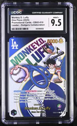 2025 One Piece Monkey D. Luffy Dodgers Promo EB02-010 Leader MINT+ 9.5 - Image 1