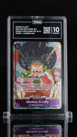 2025 ONE PIECE BANDAI CARD GAMES FEST #073 MONKEY D. LUFFY TAG 10 LIKE PSA - Image 1
