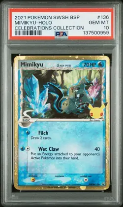 Pokemon Mimikyu SWSH136 Delta Species Celebrations Black Star Promo Card PSA 10 - Image 1
