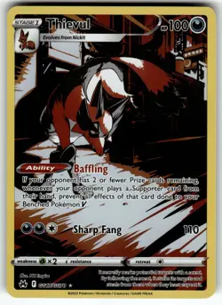 Thievul GG17/GG70 Crown Zenith: Galarian Gallery NM Pokemon Card TCG - Image 1
