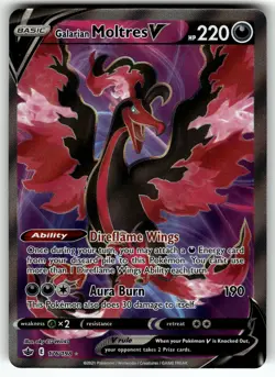Galarian Moltres V (Full Art) 176/198 Chilling Reign NM Pokemon Card TCG - Image 1