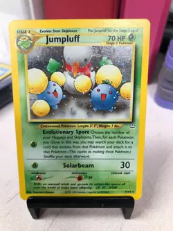 2000 Unlimited Jumpluff 9/64 Double Holo Pokemon Card Heavy Played - Image 1