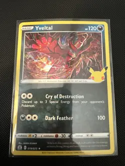 Pokemon TCG Yveltal Holo Rare Card 19/25 25th Anniversary Celebrations - Image 1