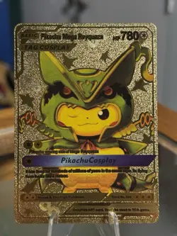 Pokemon Pikachu Mega Rayquaza Gold Foil Fan Art Textured Card #006 - # HP780 P4 - Image 1