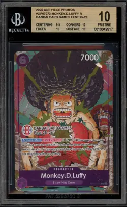 One Piece CCG Monkey.D.Luffy Bandai Card Game Fest 25-26 Promo OP07-073 BGS 10 - Image 1