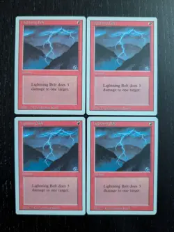 Lightning Bolt Set of 4 * REVISED * NM/MT * Magic the Gathering MtG - Image 1