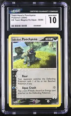 2004 Pokemon Poochyena EX Team Magma Vs Aqua 55/95 CGC GEM MINT 10 - Image 1