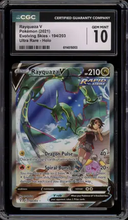 Pokemon Rayquaza V Evolving Skies Full Alt Art #194 CGC 10 Gem Mint - Image 1