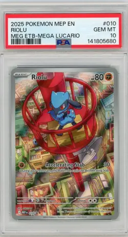 PSA 10 2025 POKEMON MEGA EVOLUTION ETB PROMO #010 RIOLU - Image 1