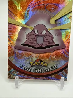 Pokemon Topps Grimer #88 TV Animation Rainbow Foil Blue Logo - Image 3