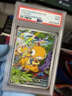 2025 POKEMON WHT EN-WHITE FLARE ILLUSTRATION RARE #138 SCRAGGY PSA 9 - Image 1
