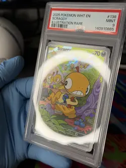 2025 POKEMON WHT EN-WHITE FLARE ILLUSTRATION RARE #138 SCRAGGY PSA 9 - Image 2