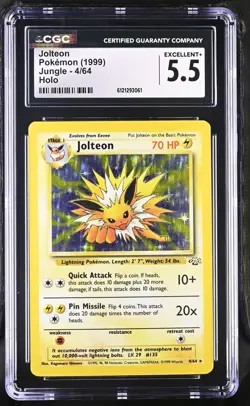 1999 Pokemon Jolteon Jungle 4/64 Holo CGC EXCELLENT+ 5.5 - Image 1