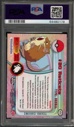 Pokemon Topps Chrome Raticate Tekno #20 PSA 9 Mint - Image 2