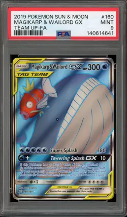 Pokemon Magikarp & Wailord GX Team Up Full Art #160 PSA 9 Mint - Image 1