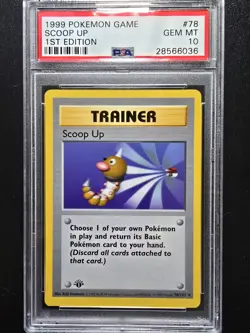 PSA 10 1st Edition Scoop Up 78/102 - 1999 Base Set Thick Stamp Pokemon - Image 1