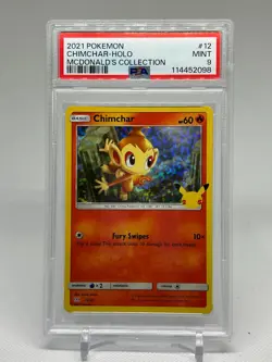 Chimchar 12/25 Pokemon McDonald's 2021 Collection Holo 25th PSA 9 - Image 1