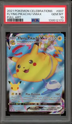 Pokemon Flying Pikachu VMAX Celebrations Full Art #007 PSA 10 Gem Mint - Image 1