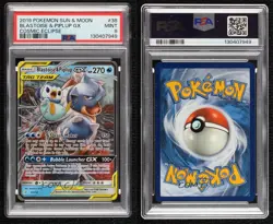 Blastoise & Piplup GX Pokemon Sun & Moon Cosmic Eclipse PSA 9 MINT - Image 3