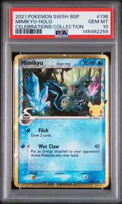 POKEMON MIMIKYU HOLO 136 CELEBRATIONS COLLECTION SWSH BLACK STAR PROMO PSA 10 - Image 1