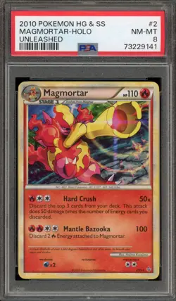 Pokemon Magmortar Unleashed Holo Rare #2 PSA 8 - Image 1
