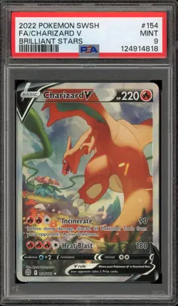Pokemon Charizard V Brilliant Stars Full Alt Art #154 PSA 9 Mint - Image 1