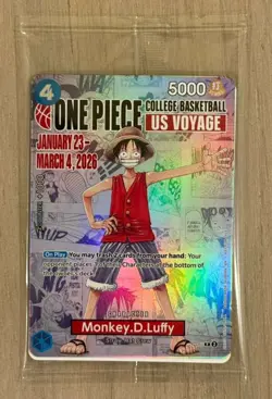 One Piece Monkey.D.Luffy P-055 (College Basketball US Voyage) Promo Card SEALED - Image 1