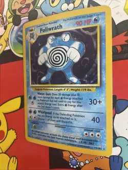 POLIWRATH - 1999 Pokemon TCG Base Set 13/102 Unlimited Holo Rare Card - MP/HP - Image 3