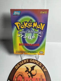 #01 BULBASAUR Stage 1 POKEMON E1 of 12 1999 Trading Card TOPPS Blue Logo - Image 3