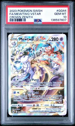 Mewtwo VStar PSA 10 GG44 English Pokemon Card 2023 Crown Zenith - Image 1