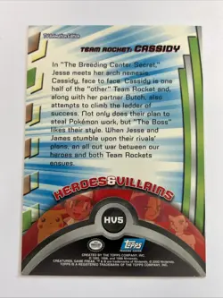 Pokemon Team Rocket Cassidy HV5 Heroes Villains Topps Card Series 2 TV Edition - Image 2