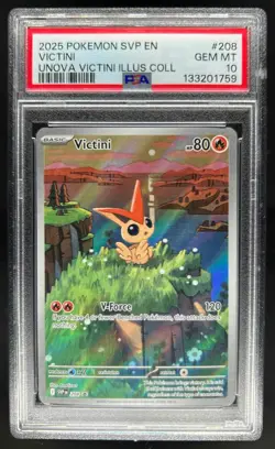2025 Pokemon SVP BSP Victini Unova Illustration Collection #208 PSA 10 - Image 1