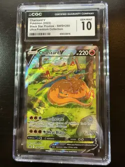 Pokemon Charizard V CGC 10 GEM MINT SWSH260 Ultra Premium Black Star Promo - Image 1