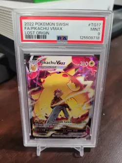 2022 POKEMON SWORD & SHIELD LOST ORIGIN #TG17 FULL ART/PIKACHU VMAX PSA 9 - Image 1